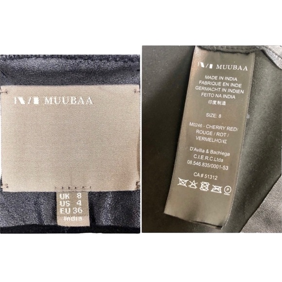 NWOT Muubaa Black Leather Moto Jacket Asymmetrical Zip - Picture 4 of 8